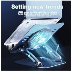 Resim Renklimestore Dizüstü Bilgisayar Standı, Ayarlanabilir Yükseklik, Soğutucu Fanlı, Alüminyum, Gümüş 