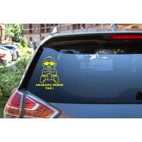 Resim Turuncu Sticker Arabada Bebek Var Cam Sticker 15x17,6 Cm 