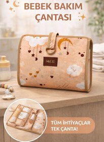 Resim MorBebe Premium Mavi Bebek Alt Bakım Çantası | Pratik Organizer | Seyahat Tipi Alt Açma Çantası 24x44 