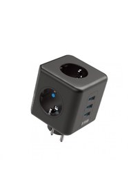 Resim Yellowtech 90°Köşeli Kablosuz Akım Korumalı Termal Çocuk Korumalı 3X Usb 3.0 3 X Priz Girişli 10A 2500W Ofis Ev 