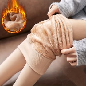 Resim Sonbahar ve Kış Stili 200G Katı Renk Kadınlar için Yüksek Bel Esnek Tayt, Kalınlaştırılmış ve Sıcak Polar Astarlı Tayt. 