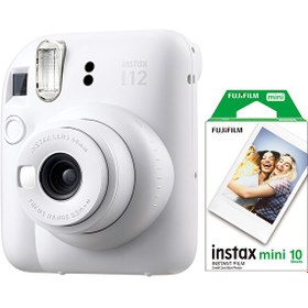 Resim Fujifilm Instax Mini 12 Beyaz Fotoğraf Makinesi Ve 10'lu Mini Film 