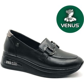 Resim Venüs Guye Hakiki Deri Ortopedik Oxford Kadın Aır-Flow Taban Klasik Ayakkabı SİYAH 
