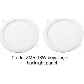 Resim 2 Adet Zmr 18w Beyaz Işık Slım Backlıght Panel Armatür Beyaz 