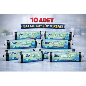 Resim Star Plus Standart Büyük Boy Atık Poşeti 65X80 cm 10 Adet Dayanıklı Sızdırmaz Atık Torbası 10 Adet 