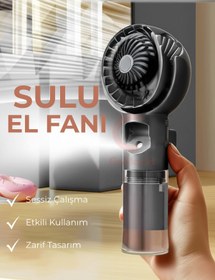 Resim GoMarkt Şarjlı Su Püskürtmeli Masa Ve El Fanı 3 Kademeli Masaüstü El Fanı Usb Pervane 