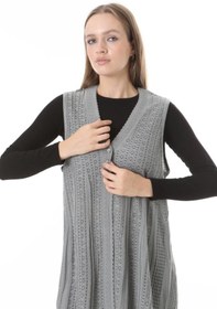 Resim Fresh&Moda Kadın Triko Mevsimlik Araboy Merserize Büyük Beden Anne Yelek 