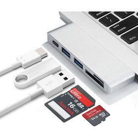Resim Alfais 4401 Type C Usb 3.1 Hub Kart Okuyucu Sd Microsd Usb 3.0 Çevirici Çoklayıcı Adaptör 