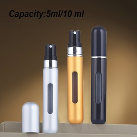 Resim 1 adet 10 ml / 5 ml (0.34 oz / 0.17 oz) Alüminyum Alaşımlı Parfüm Sprey Şişesi Nano Sis Memesi ile, Vazgeçilmez Esansiyel Yağlar ve Cilt Bakımı için BPA'sız Seyahat Dostu Doldurulabilir Koku Atomizörü, Parfüm Doldurulabilir Şişeler 