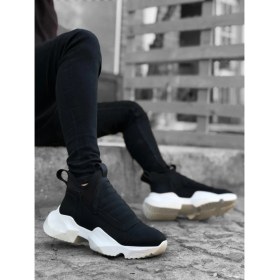 Resim Fusem BA0401 Bağcıksız Rahat Yüksek Taban Siyah Erkek Spor Yarım Bilek Bot 