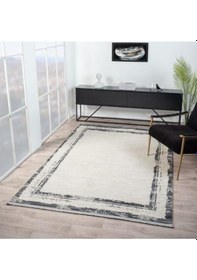 Resim Çam Halı Mona Vs004g Krem Antrasit Modern Desen Salon Halısı 
