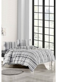 Resim Ely Parker Tek Kişilik Nevresim Takımı (90x190 Lastikli Çarşaf+Yorgan Kılıfı+Y.Kılıfı) Çizgili Beyaz 90 x 190 Beyaz 