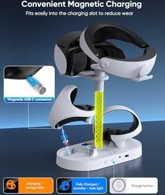Resim FASTSNAIL PSVR2 için şarj istasyonu, PS5 VR kulaklık ve Sense Controller için LED stand, 10 RGB ışıklı, Playstation VR2 ile uyumlu aksesuar 