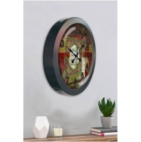 Resim Bahat Ayetli Salon Ofis Duvar Saati Gri Metal Çerçeve 36 Cm 