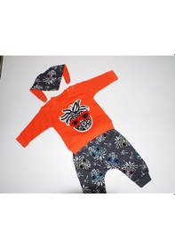 Resim Erkek Bebek İkili Takım Baskılı Fularlı Turuncu 