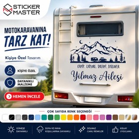 Resim Kişiye Özel Motokaravan Yazılı Sticker - 28 inch / 71 cm / Açık Yeşil 