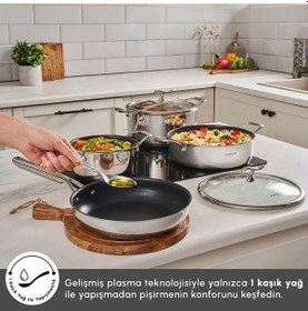 Resim Karaca Plasma Steel 316+ 3Ply Yanmaz Yapışmaz Çelik 7 Parça Tencere Seti 