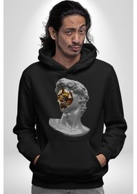 Resim Modern Sanat Apollo Kadın Erkek Siyah Kapüşonlu Sweatshirt Hoodie Siyah 