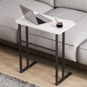 Resim interGO Metal Ayaklı Laptop Sehpası Koltuk Sehpası Kahvaltı Masası Çalışma Sehpası - Beyaz 