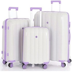 Resim Mçs 3lü Set Kırılmaz Silikon Seyahat Valizi Bavulu V305 Kemik Lila Bej 