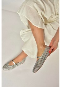 Resim Fox Shoes Y820724109 Gümüş File Görünümlü Kadın Babet Gümüş 