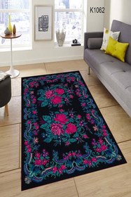 Resim Siyah Yatak Odası Halısı Dekhera K4062 - 80X300 / Deri Taban 