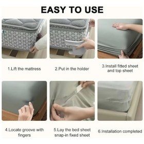 Resim Özel Üretim Kaymaz Pratik Nevresim Yorgan Kılıfı Çarşaf Tutucu Sabitleyici Aparat Organizer 4'lü Set 