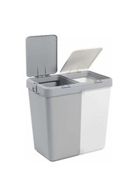 Resim Çamaşır Sepeti İki Bölmeli Dayanıklı Renkli Beyazlar Sepeti Gri Beyaz 80 Lt Beyaz Gri 