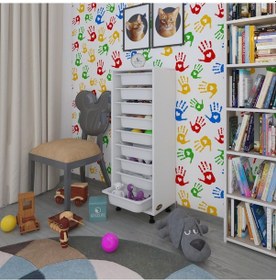 Resim Kenzlife Sepetli Mutfak Dolabı Ruberu Byz 122x45x30 Banyo Oyuncak Çamaşır Beyaz 9 Lu Sepet 