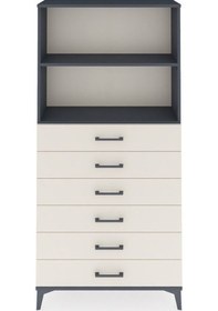 Resim Arges Dolap 2 Raflı 6 Çekmeceli 88x30x182 Antrasit-aytaşı Antrasit 