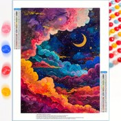 Resim 1 adet 5D elmas boyama seti, yıldızlı gökyüzü ve bulut natürmort teması, yuvarlak elmas sanat çerçevesiz, kendin yap ev dekorasyonu, 30x40 cm / 11.8 inç x 15.8 inç, çeşitli duvar süslemeleri ve masaüstü yerleştirme için uygun, mükemmel bir tatil hediyesi 