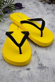 Resim Bermody Kadın Basic Rahat Parmak Arası Acıtmaz Sarı Plaj Terliği Flip Flops 