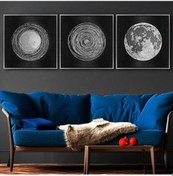 Resim Soyut Kanvas Tablo Gümüş 3 Parça Set 92 