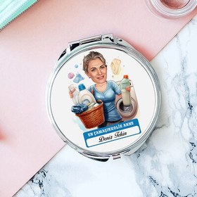 Resim Çamaşırkolik Anne Karikatürlü Makyaj Aynası 