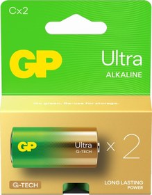 Resim GP Batteries G-TECH Ultra Alkalin Orta LR14 – C Boy 1.5V Pil 2’li Kart 
