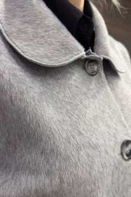 Resim Puane Kadın Düğme ve Cep Detaylı Fox Kaban - 15220KBN - DARK GREY 