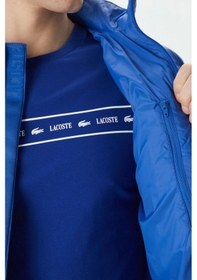 Resim Lacoste Synthetic Fill Jacket Gizlenebilir Kapişonlu Şişme Erkek Mont Mavi Lacivert 