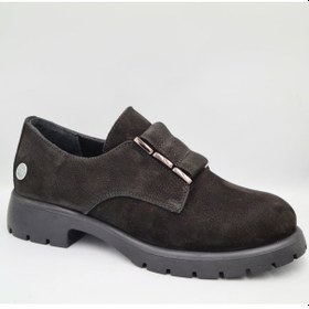 Resim Mammamia D25ka-860 Siyah Nubuk Hakiki Deri Lastikli Kadın Günlük Casual Ayakkabı Siyah 