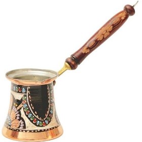 Resim Erzincan El İşlemeli Bakır Büyük Klasik Cezve Mineli 