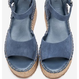 Resim Luvishoes Serez Kot Mavi Süet Hakiki Deri Kadın Hasır Dolgu Taban Sandalet Mavi 