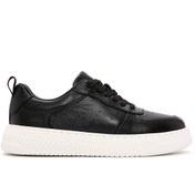 Resim Men's Black Lace-up Thick-Sole Leather Sneaker Derimod