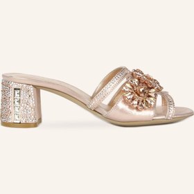 Resim Marcatelli Rose Gold Crystals Deri Topuklu Terlik 