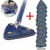 Resim 360° Dönebilen Üçgen Mop, 10 Yedek Bezli - Ayarlanabilir ve Geri Çekilebilir, Tüm Yüzeyler İçin Mavi ve Sarı Tasarım, Mutfak, Banyo, Yatak Odası, Oturma Odası İçin Ev Kullanımı İçin Mükemmel, Zemin Temizliği, Banyo Temizliği İçin Mop, Modern Mop Tasarımı, Dayanıklı Plastik Sap 