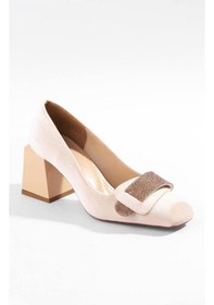 Resim Paris Bej Kadife Klasik Topuklu Ayakkabı Z081-bej Bej 