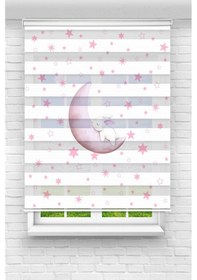 Resim Perdecizade Enxboy Pembe Ay Dijital Baskılı Zebra Perde-cocuk Odası-stor Perde Pz-2513 Renkli 