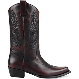 Resim Bordo Kadın Kovboy Çizmesi Geneva 