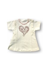 Resim Pekminibebe 3-6 6-9 9-12 12-18 Ay Kalp Baskılı Uzun Kollu Sweatli 2li Kız Bebek Takımı Ekru 