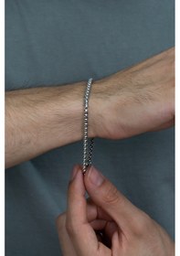 Resim Yuvarlak Kibar Erkek Çelik Zincir Bileklik 4 Mm 21 Cm Eck07B 