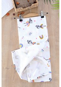 Resim Kız Erkek Bebek Unisex Pazen Kundak Battaniye Stl6595 Beyaz - Fuşya 
