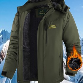 Resim Erkekler için Kapüşonlu ve Çıkarılabilir Rüzgarlık Full-Zip Ceket - Dağ Tırmanışı, Kayak, Snowboard Ekipmanı - Soğuk Hava Acil Barınak Dış Giyim (Yürüyüş, Buz Tırmanışı ve Kış Maceraları için) 